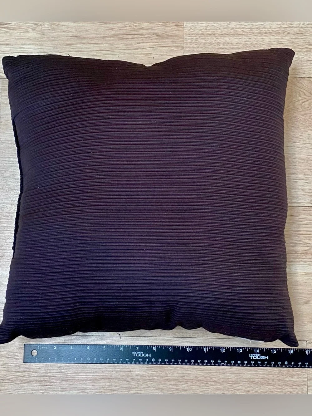 Square Throw Pillows Black Corduroy Striped Cozy Textile Texture Approx 16x16 In